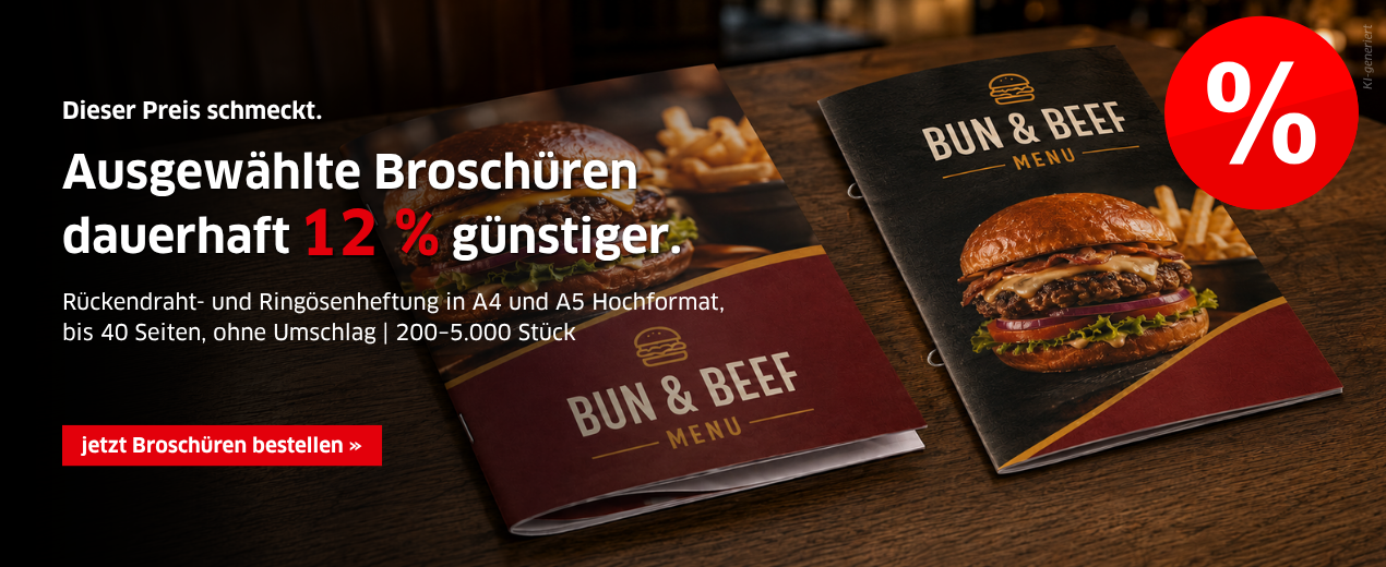 Broschüren jetzt 12 % günstiger